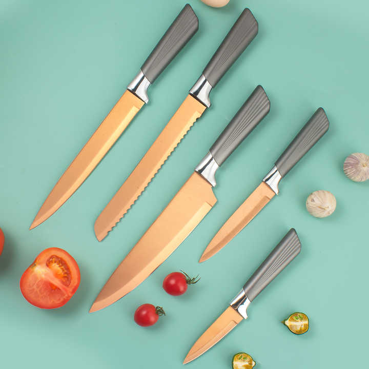 6Piece Kitchen Knife Set Holder Includes Chef's Knife Bread