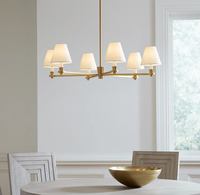 Lampe suspendue LED en laiton et tissu, style nordique simple américain, pour salon, chambre à coucher, décoration intérieure, lustre de plafond