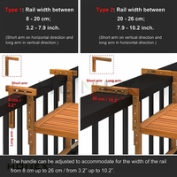 Table de balcon pliante réglable Table de bar en bois pour l'extérieur Table de pont suspendue