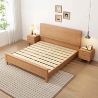 Lit plateforme moderne en chêne massif - Chêne rouge avec tête de lit, taille Queen/King, lit de rangement pour chambres à coucher et projets hôteliers