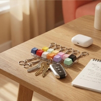Porte-clés transparent en PC, jouet anti-stress à bouton unique, effet lumineux LED, accessoire portable pour soulager l'anxiété, carré coloré
