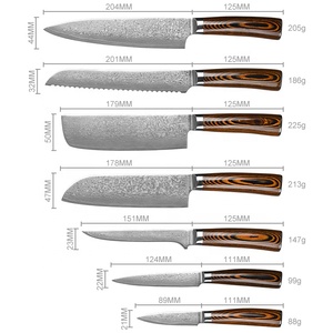 Ensemble de messager damassé de qualité supérieure pour cuisine ensemble de couteaux de chef damas 67 couches avec manche en bois - Product Image 2