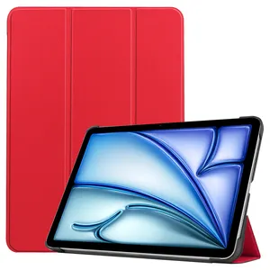 Apple iPad hava 11 için uygun 2024 tablet bilgisayar koruyucu kılıf, 11 inç iş ofis üç kat standı kabuk deri kılıf