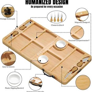 เขียงไม้ไผ่พับได้ Ximulin พร้อมช่องสำหรับใส่ของว่าง ผลไม้ และขนมหวาน - Product Image 5