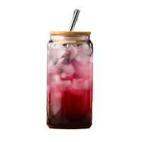 Entrepôt aux États-Unis Tasse à bière en verre transparent givré de 12oz avec un design minimaliste Couvercle vierge de sublimation écologique/utilisation de thé en paille