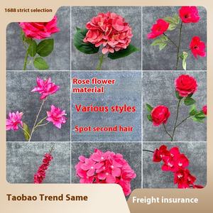 Arrangement de banquet de mariage rose rouge fait à la main Banquet de fiançailles fleurs artificielles pour décoration de salle de mariage artisanat utilisé - Product Image 3