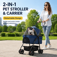 Poussette pliable pour chien à 4 roues, transporteur léger et respirant en maille pour animaux de compagnie, chariot de voyage pour promenades en extérieur