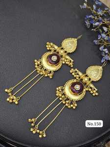 Pendientes Tradicionales de Latón Chapado en Oro Estilo Kashmiri, Diseño Elegante en Forma de Lágrima, Hechos a Mano con Circonita, para Mujer, Bodas y Fiestas - Product Image 3