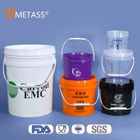 Ember cat plastik PP putih transparan 20L, dengan tutup wadah penyimpanan galon kecil 3L Food Grade
