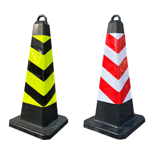 Cône de signalisation carré noir de 720 mm, cadre en plastique HDPE haute visibilité, barrière routière, barrière de sécurité réfléchissante jaune et noire - Product Image 5