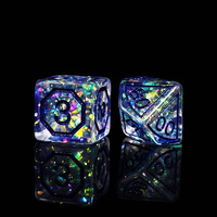 7 pièces/ensemble bleu pierre magique résine Transparent dés ensemble Design polyédrique Unique pour donjons et Dragons jeu