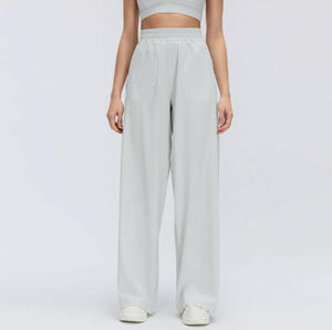 Pantalones Casuales de Cintura Alta Elástica Estilo Vintage para Mujer, Primavera-Verano 2026, para Deportes, Fitness <span class=keywords><strong>y</strong></span> Ocio al Aire Libre, de Pierna Ancha - Product Image 1