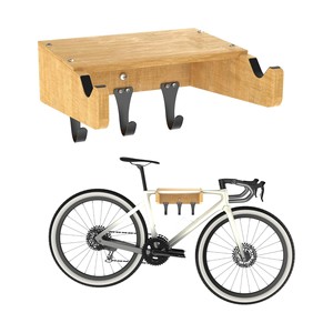 Bamboo <b>Bicycle</b> <b>Frame</b> Wall Mount 26.7 x 9.4 x 27.9 Cm Detachable Hooks Indoor Bike Rack - Product Image 1