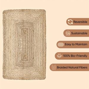 <span class=keywords><strong>Tapis</strong></span> en jute tressé à bord festonné, moelleux et doux, <span class=keywords><strong>pour</strong></span> chambre d'enfant, maison, centre musical, style ethnique vintage, salon, <span class=keywords><strong>sport</strong></span>, 10x12 pieds - Product Image 2