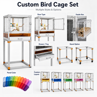 Cage à oiseaux avec support, cadre en profilé aluminium, plateau coulissant en acrylique pour petits et moyens perroquets, cage personnalisée