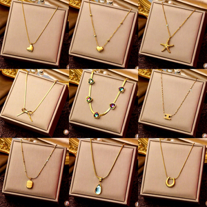 Serin özel kelebek inci mektup paslanmaz çelik 18K altın zirkon kalp yıldız ay moda kolye kolye takı kadınlar - Product Image 2