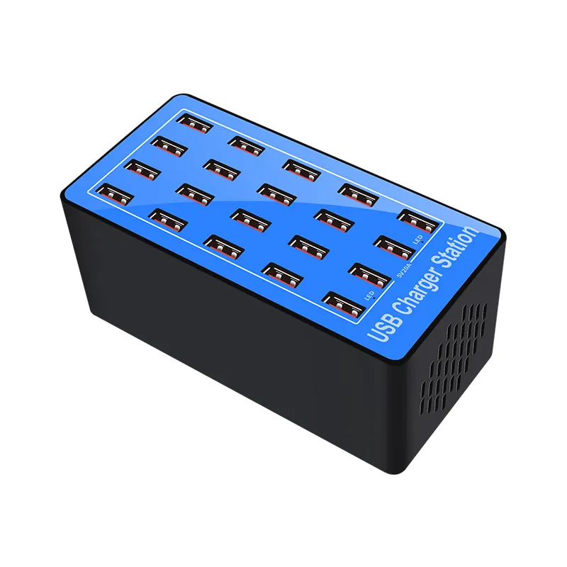 Estación de carga rápida 100, adaptador de corriente Universal de 20 puertos, 3,0 W, USB, puerto de carga usb