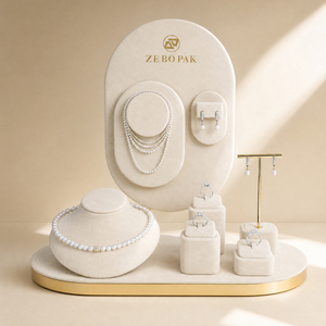 Zebopak Black Velvet Jewelry Shop Display Set with <b>Necklace</b> Bust <b>Ring</b> Earring Bracelet Stand for Retail Store Factory - Product Image 1