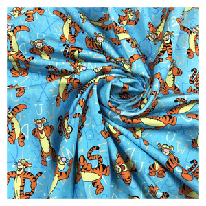 Hot Sell Vibrant <strong>Tigger</strong> Cartoon Custom Digital Printing Soft Cotton Jersey <strong>Fabric</strong> 95 Cotton 5 Spandex <strong>Fabric</strong> for Clothes - Product Image 2