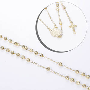 CM 보석 도매 14K 금도금 황동 여성 종교 가톨릭 기독교 묵주 체인 비즈 크로스 펜던트 묵주 목걸이 - Product Image 3