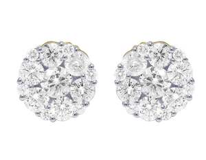 Premium Stylish Round Cluster <b>Earrings</b> in 10K White Gold with Lab Grown Diamonds Classic Luxury Jewelry for Modern Fashion - Product Image 4