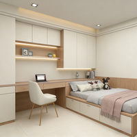 Armoire Tatami sur mesure pour petite chambre, ensemble de chambre à coucher, lit en bois massif pleine taille, armoire de rangement moderne pour hôtel et villa à 3 tiroirs