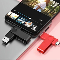 Memoria USB Tipo-C de Metal de Doble Uso para Computadoras y Teléfonos, 32GB/64GB, Alta Velocidad, Giratoria, Venta al Por Mayor de Fábrica