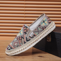 Sepatu Espadrilles Kasual Pria Kanvas Datar Atas TY Printing