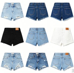 Shorts in denim vintage strappati con frange da donna, casual, stile coreano, taglie forti, estivi, oversize, per ragazza, all'ingrosso - Product Image 3