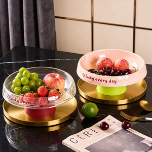 Transparent Tall Fruit Plate 25.5x25.5x10.5 Plastic Luxury Retro Design For Living Room Coffee Table Dried Fruit Snack Dish - Product Image 1