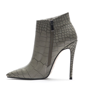 Nuovi Stivaletti a Punta con Tacco Sottile, Taglia Grande, in Pelle di Mucca Stampata, Super Tacco Alto, Sexy, Slim, con Cerniera Laterale, Moda Femminile, Colore <span class=keywords><strong>Nude</strong></span> - Product Image 2