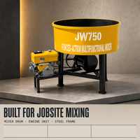 Malaxeur à béton diesel JW750 750L, machine à mélanger le béton, mobile, portable, vertical, pour le sable