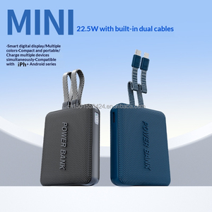 Nouvelle batterie externe en tissu premium 20000mAh 22.5W PD à charge rapide, chargeur portable avec câbles de charge doubles intégrés et écran numérique LED - Product Image 5