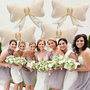 Globos de Lámina con Forma de Lazo Grande al por Mayor, Globos de Lazo Blancos Crema, Globos de Fiesta Coquetas - Product Image 3