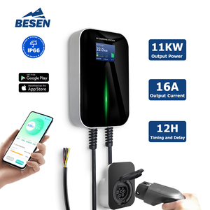 Estación de Carga para Vehículos Eléctricos BESEN de 11 kW Tipo 2 16A Trifásica con Control por Aplicación, <span class=keywords><strong>Cargador</strong></span> EV de Nivel 2 Rápido con Cable de 5 Metros - Product Image 1