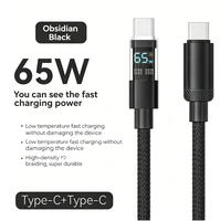 Kabel Data Braided Tipe-C Pengisian Daya Super Cepat 60W Layar Digital Transparan Garansi 12 Bulan Konduktor Tembaga Murni CE