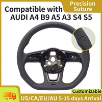 Volant sport à fond plat en cuir Alcantara pour Audi A6 C7 A3 A4 B8 B9 S5 A5 Q5 RS3 RS7 A7 Q7