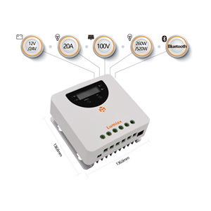 Contrôleur de charge solaire MPPT hors réseau MC-2010-BT 20A 12V/24V, efficacité de 99,9 %, puissance PV 260W/520W, 100V commun - Product Image 3