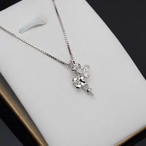 Pendentif en argent S925 en forme de trèfle à trois feuilles, personnalisable, pour bijoux en perles, plateau vide pour accessoires de tête féminins, charmes féminins - Product Image 4