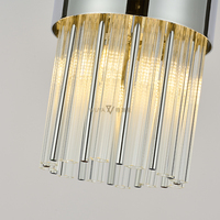 Suspension cylindrique moderne de luxe, luminaire suspendu en verre fait main avec cadre chromé, suspension LED simple pour îlot de cuisine et salle à manger