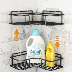 Étagère d'angle <span class=keywords><strong>murale</strong></span> en métal <span class=keywords><strong>sans</strong></span> perçage pour salle de bain, résistante à l'humidité, pour gel douche et accessoires de salle de bain - Product Image 3