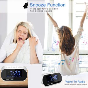 <strong>Alarm</strong> <strong>Clock</strong> Reloj <strong>Radio</strong> FM with Sleep Timer Dual USB Ports for Charging Dual <strong>Alarms</strong> Digital Table Desk <strong>Alarm</strong> <strong>Clock</strong> - Product Image 6