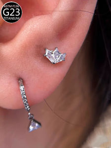 Piercing d'oreille Freya en Titane ASTM-F136 avec Zircon en forme de <span class=keywords><strong>feuille</strong></span> d'érable, Labret de mode à filetage interne, Bijoux de piercing corporel - Product Image 4