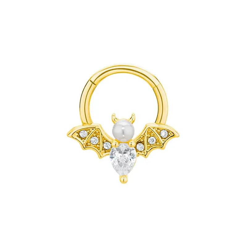 Кольцо для носа из серебра 925 пробы, пирсинг в виде летучих мышей, промышленное кольцо, туннель для ушей, ювелирные изделия для пирсинга