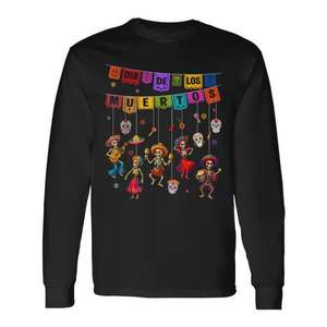 Camiseta de manga larga con diseño de Dia De Los Muertos Sugar Skull Dancing para mujer - Product Image 1