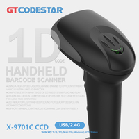 GTCODESTAR-Escáner de código de barras inalámbrico, escáner de código de barras de 2,4G 1D CCD, pantalla de teléfono móvil