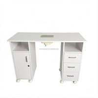 Table de manucure mobile en bois moderne avec plusieurs tiroirs et collecteur de poussière pour salon de beauté
