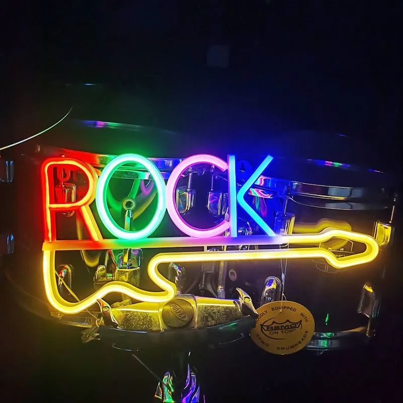 Arte della musica Rock appeso al Neon luci notturne USB/batteria a Led segno di chitarra per parete Bar sala Party Club decorazione