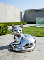 Escultura de Toro de Acero Inoxidable de Calibre Grueso, Grado 304, Resistente al Óxido, Arte para Entrada de Plaza Comercial, Estatua de Gato