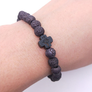 Cross Border Ecommerce Imitation Wood Rose Bead <b>Bracelet</b> Coffee Black Yellow 5.5g Jewelry Gift Fashion <b>Beaded</b> <b>Bracelets</b> - Product Image 5